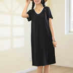 Plus size L to 6XL Modal V-Neck sleepdress summer women Loose homewear dress solid color casual long nightdress comfort homewear