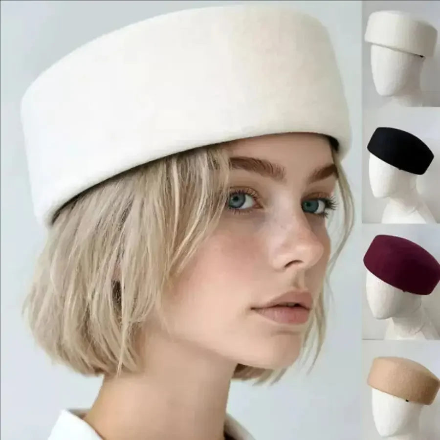 French Style Beret Hat Caps Airline Stewardess Flight Attendant Vintage Hat Black Flat Top Hat Hair Clip Hair Accessories