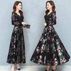 Spring Autumn New Women Dress Elegant Temperament Long A-Line Dress