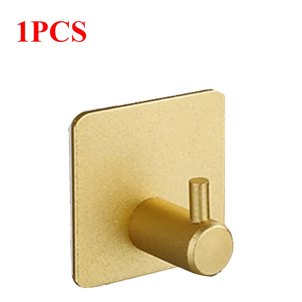 Crochets Muraux Autocollants Inox – Porte-Manteau Serviettes Salle de Bain