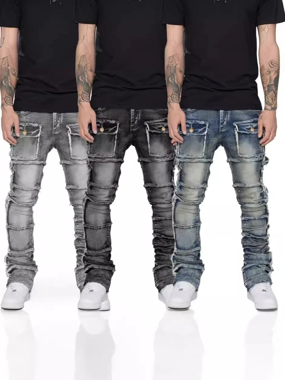 Jean homme évasé avec patch – Workwear streetwear