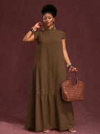 Plus Size Women's Elegant Skirt Dress Casual Work European American Style with Pleated Texture And Large Swing Hemline