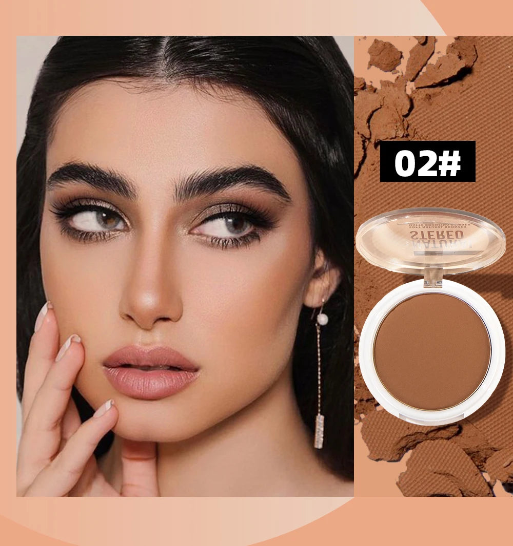 QIBEST Single Color Bronzer Contour Palette Face Shading Grooming Powder Lasting Matte Nose Shadow Highlight Blush Face Makeup