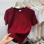 Summer Plus Size T Shirts for Women High Quality Solid Casual Female Korean Streetwear Tees Unisex Basic Solid Young Cool Tops