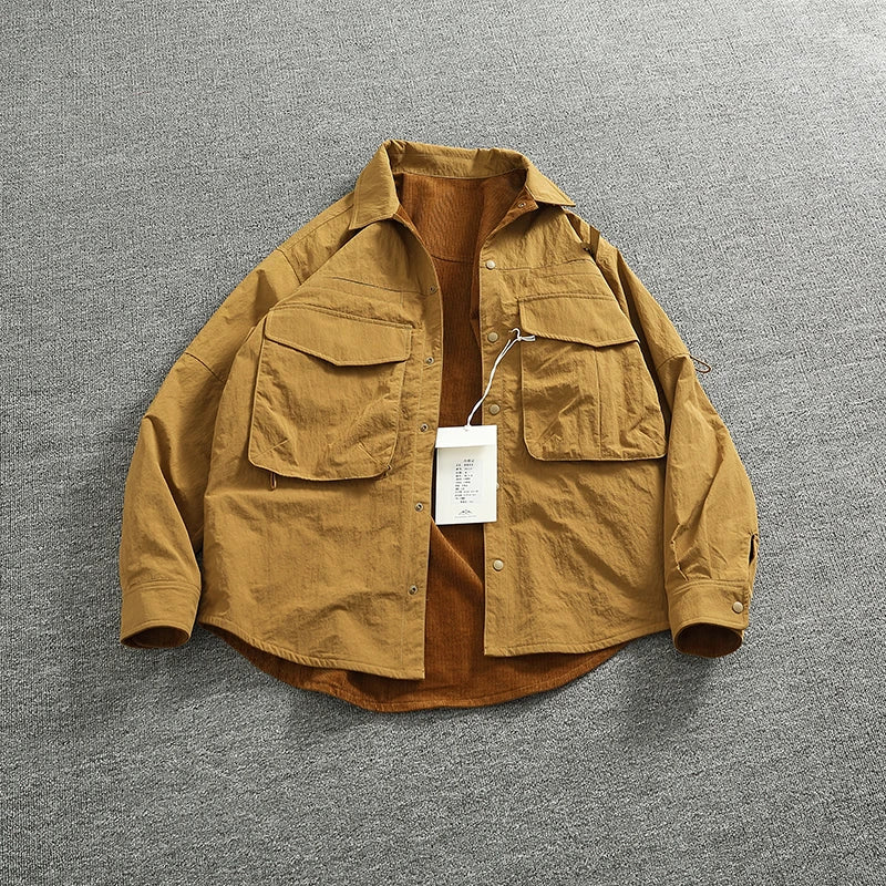 Veste Cargo Réversible Homme A+B – Poches Multiples Casual Américain Automne Hiver