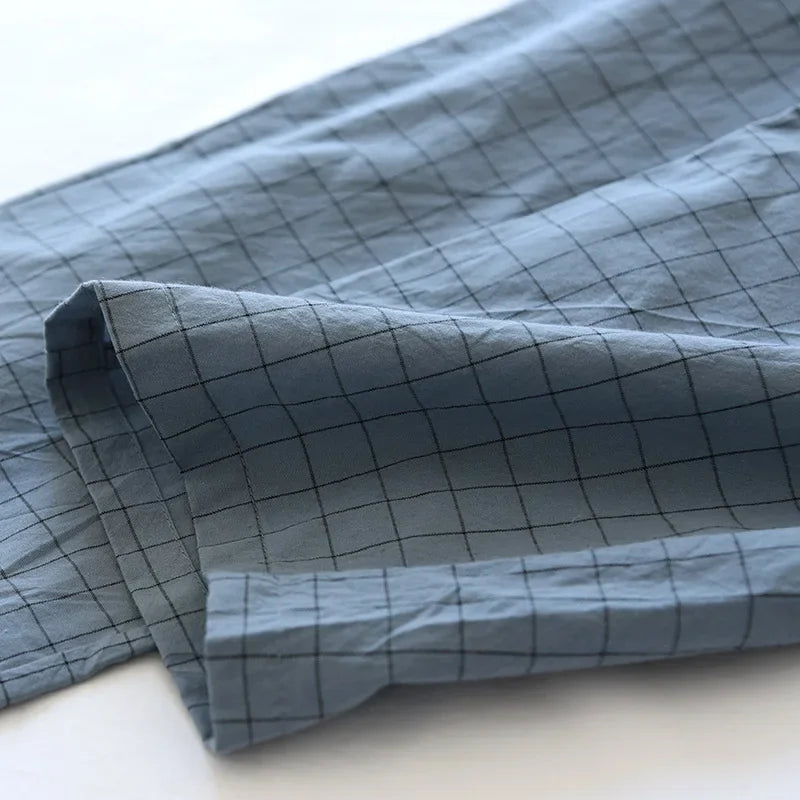 Men Pajama Pants Plaid Design Cotton Pajamas Long Trouser Spring Summer Male Thin Loose Sleep Bottoms Men Sleep Pants Plus Size
