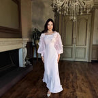 Women Full Dress Abaya Party Dresses Muslim Vestidos Kaftan Flower