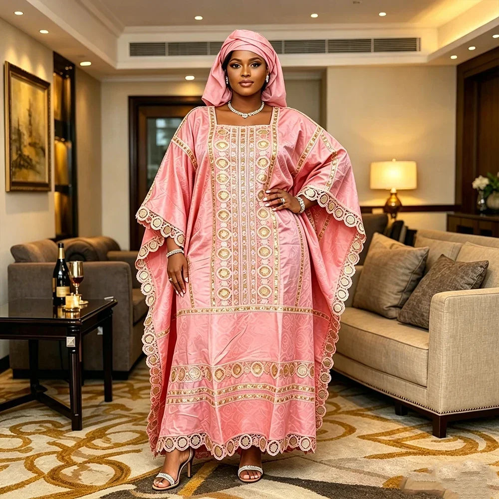 Plus Size African Clothes for Women 2026 New African Dashiki Ankara Embroidery Robe Bazin Design Wedding Party Dresses