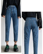 Velvet Thickened New Jeans Female Straight Pants Loose 2023 Winter Korean High-waisted Outside Wearing Warm Harun Pants