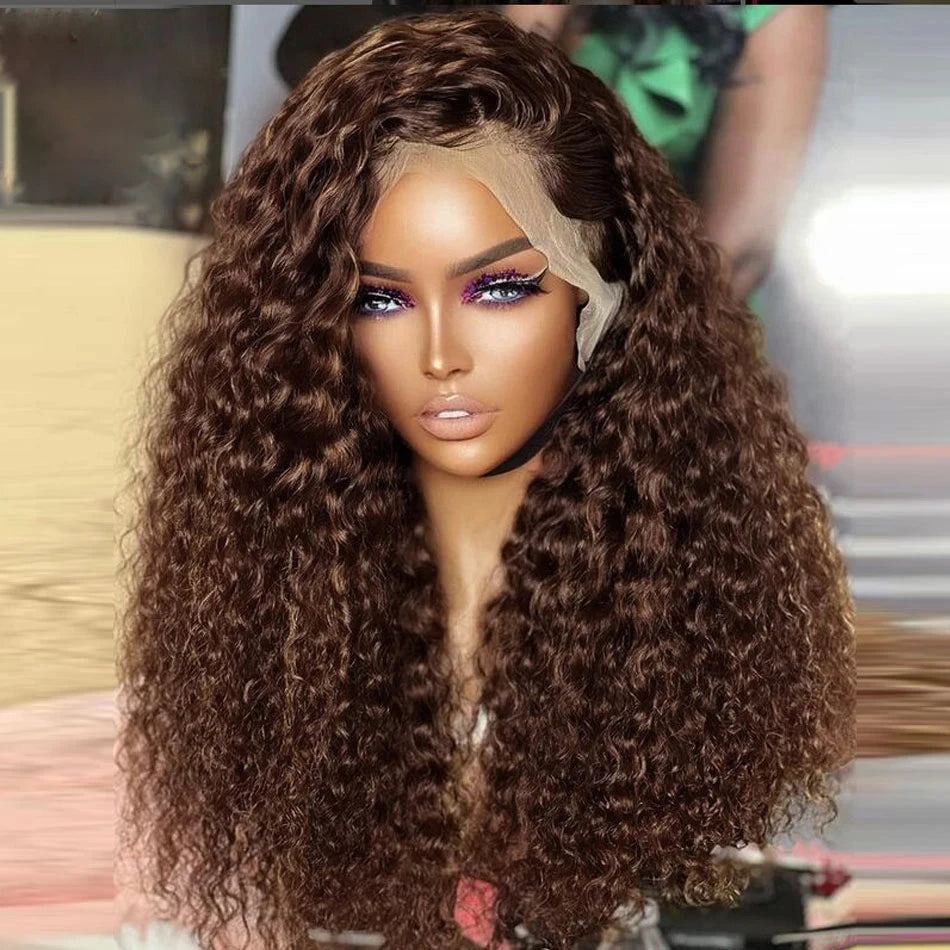 Deep Wave Frontal Wig 13x4 13x6 Hd Lace 30 Inch Chocolate Brown Curly Lace Front Human Hair Water Wave Brazilian Wigs For Women