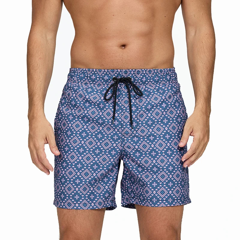 ESCATCH Fast Dry Men's Board Shorts Vertical Stripe New Arrival 2026 Summer Beach Surfing Breathable Mesh Liner Plus Size Shorts