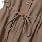 Robe femme ZANZEA à manches courtes – Cordon à la taille