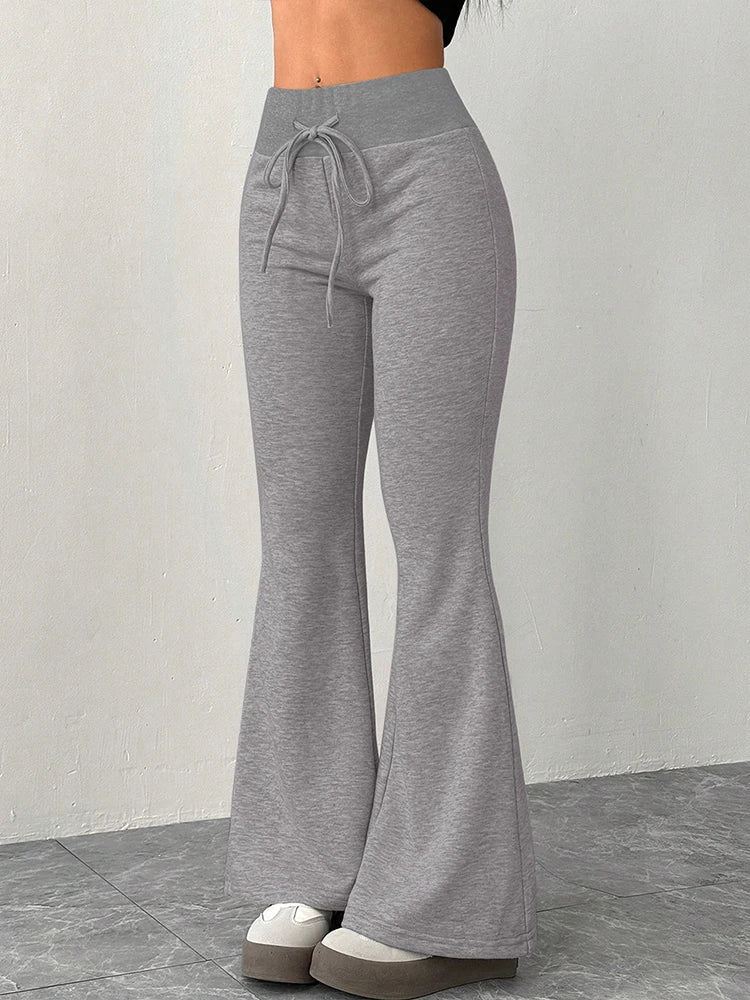 Summer New Women's Trousers Streetwear Fashion Casual Slim Versatile Lace-up Trousers Solid Sexy Elegant Female Pants Clothing