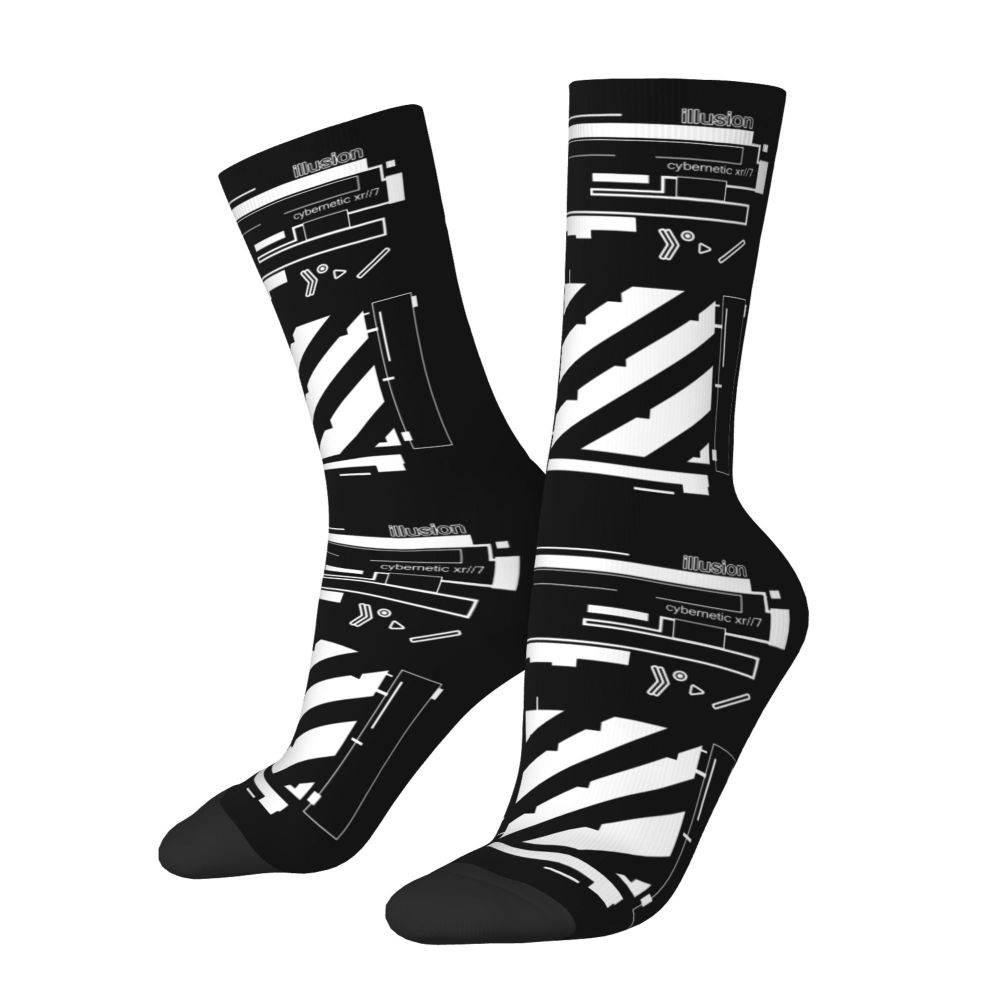 Techwear Men's Crew Socks Unisex Fun Japanese Future Tech Street Wear Style Spring Summer Autumn Winter Dress Socks