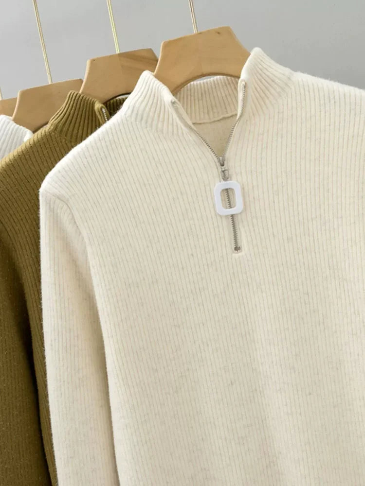 V-Neck Plus Velvet Thicken Knitted Pullover Sweater Woman Casaul Korean Fashion Knitwear Tops Jumpers Plush Lined Warm Sueter