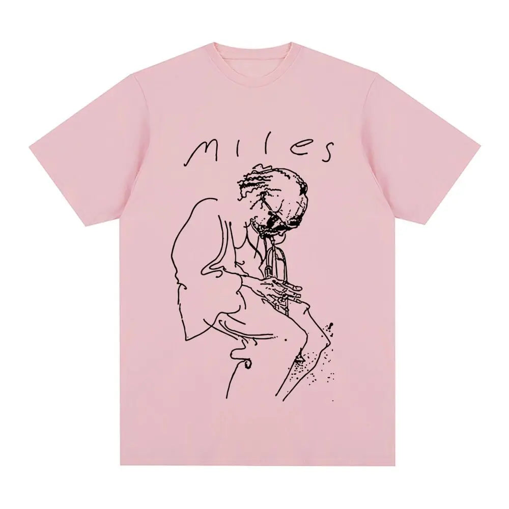 Miles Davis Vintage T-shirt Retro Music Jazz Concert Singer Art Cotton Men T shirt New Tee Tshirt Womens Tops