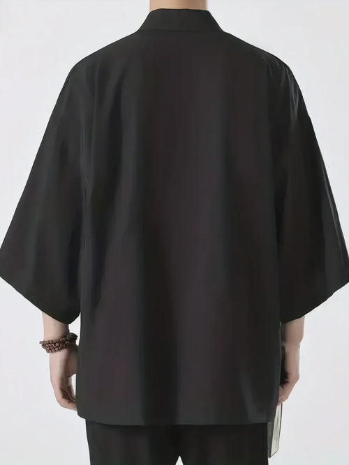 Black Mens Shirt  Kimono Shirt Kimono Cardigans Chinese Style Traditional Men Summer Lightweight Japanese Kimono Men Cardigan