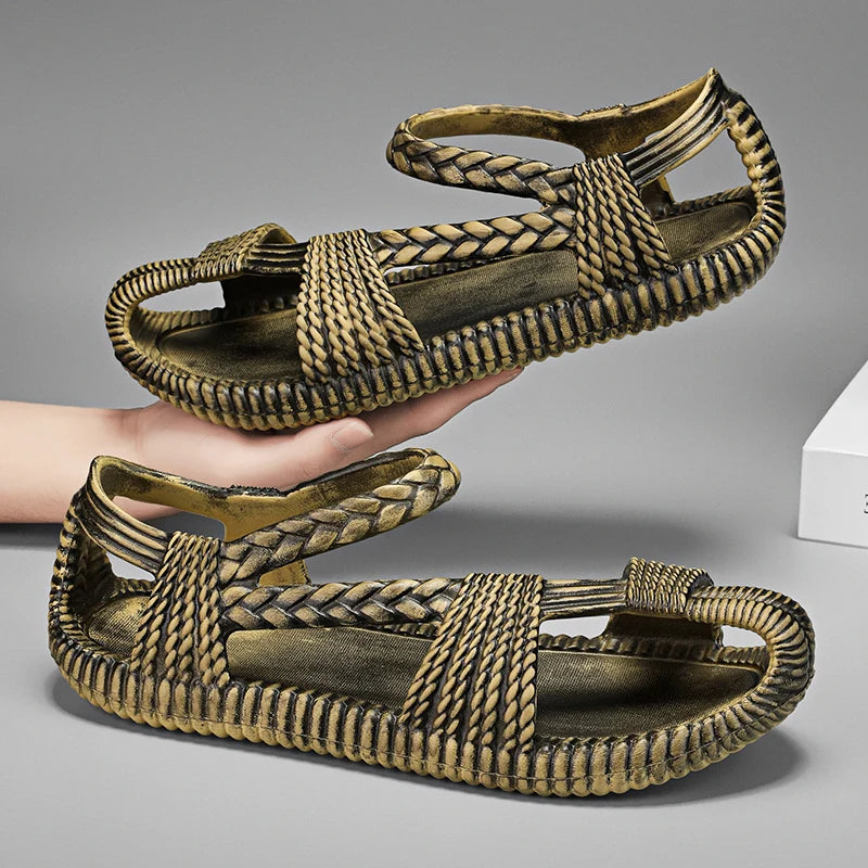 Sandales Homme Tressées – Tongs Plage Légères Été Semelle EVA