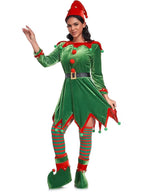 Women's Christmas elf costume set, adult velvet dress costume, Santa Claus helper, Christmas holiday