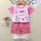 Baby Girl Summer Outfit Set Short Sleeve T-shirt And Shorts