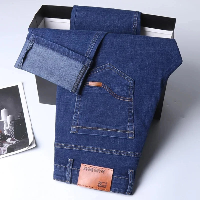 2026 JEAN New Business Men's Jeans Casual Straight Stretch Fashion Classic Blue Black Work Denim Trousers Male Brand Clothing