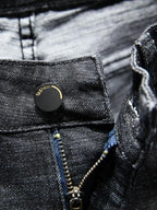 Jean imprimé homme 90s – Coupe ample streetwear noir ou bleu