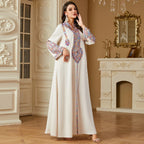 2025 Ramadan Muslim Women Embroidery Long Dress Islam Gulf Jalabiya