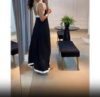 Robe longue femme noir et blanc – Col V et coupe ample