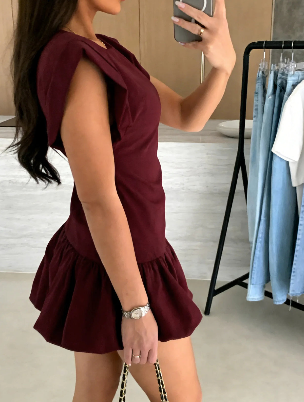 2026 Casual Dresses For Ladies A-line Dress Vestidos Simple Style Slim Ruffles Short Sleeves Solid Color All-match Simple Style