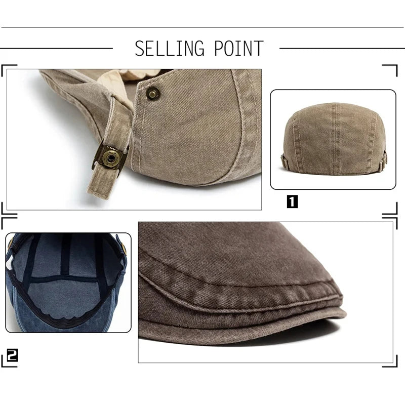 Vintage Washed Denim Beret Hat Retro American Street Forward Cap Painter Newsboy Visor Cap Unisex Beret Dressing Accessories