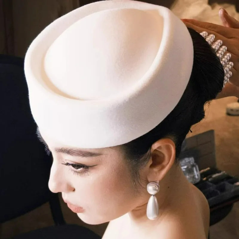 French Style Beret Hat Caps Airline Stewardess Flight Attendant Vintage Hat Black Flat Top Hat Hair Clip Hair Accessories