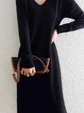 Cashmere Sweater Womens Dresses Wool Autumn Winter New Elegant Knitted Long Dress Female Casual Warm Skirts Vestidos CQ317