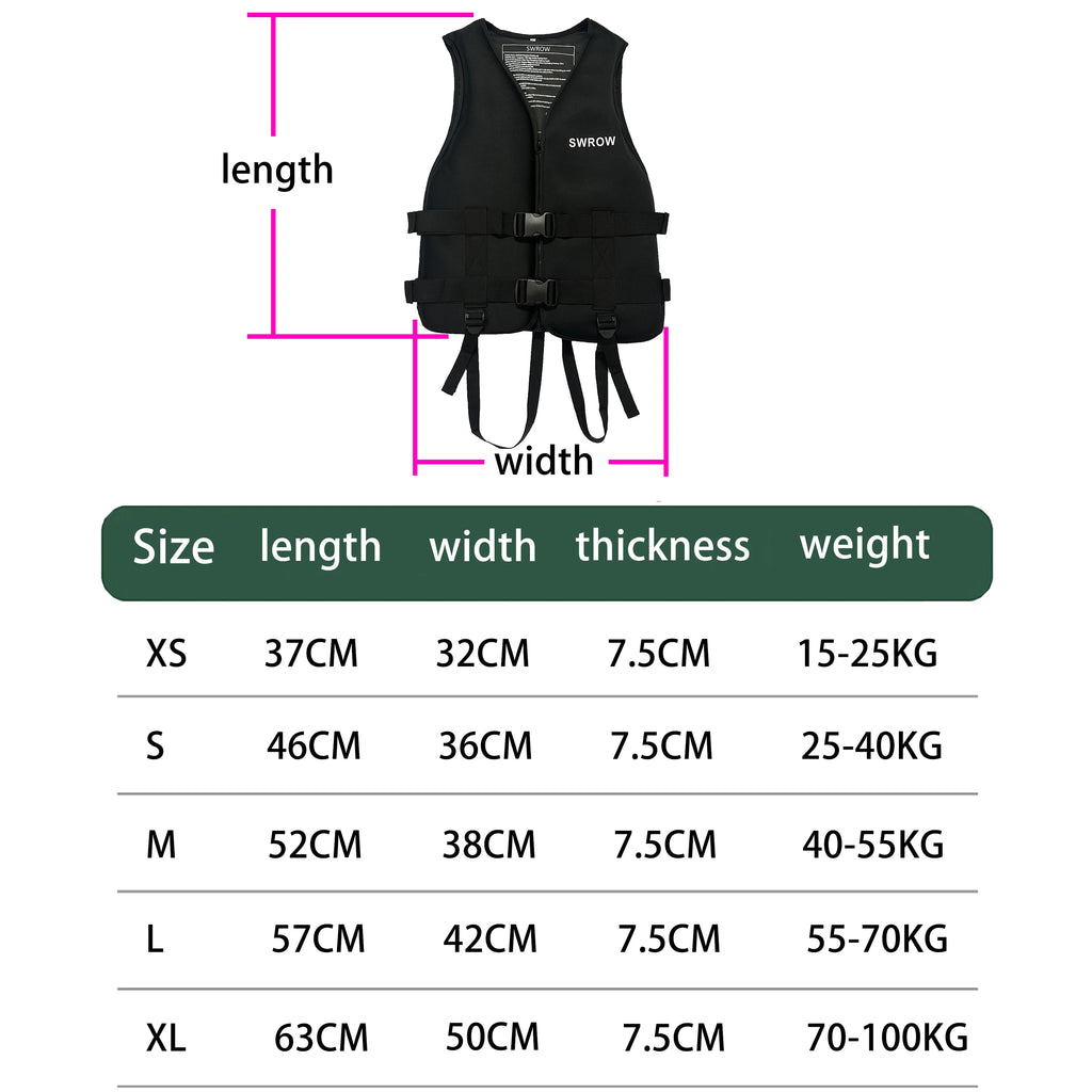 Gilet de Sauvetage Néoprène – Sport Nautique Bateau Kayak Adulte Enfant XS-2XL