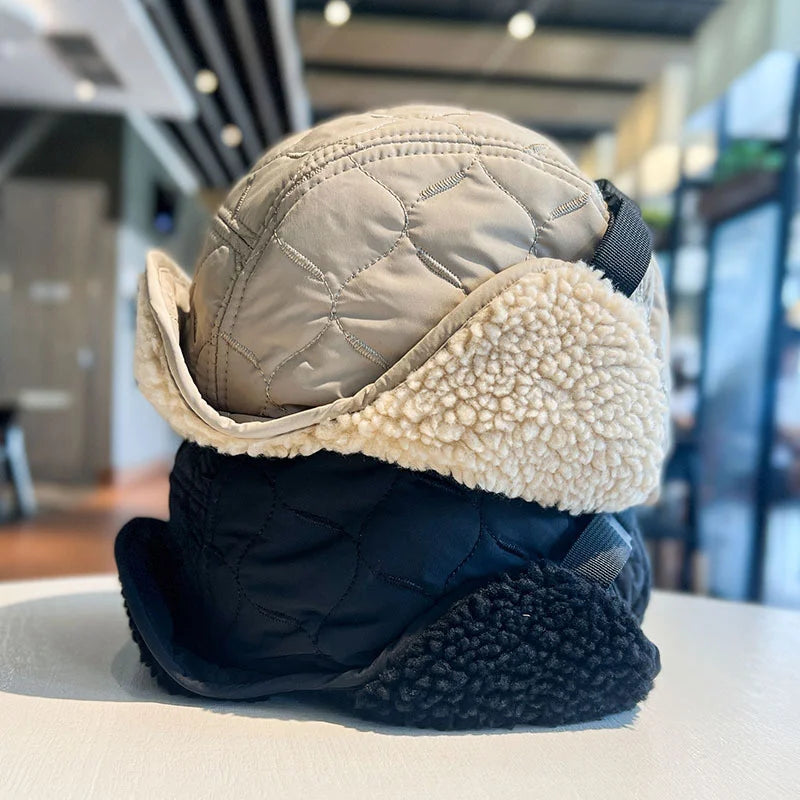 Winter Men Women Trapper Aviator Trooper Earflap Warm Waterproof Ski Down Hat Bomber Cap Ear Protectors Hats Reversible Wearable