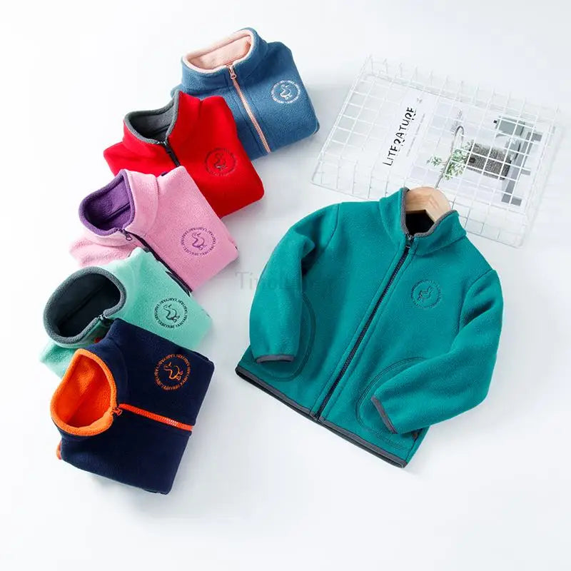 Manteau Polaire Enfant À Capuche – Double Polaire Chaud Zipé 2-14 Ans