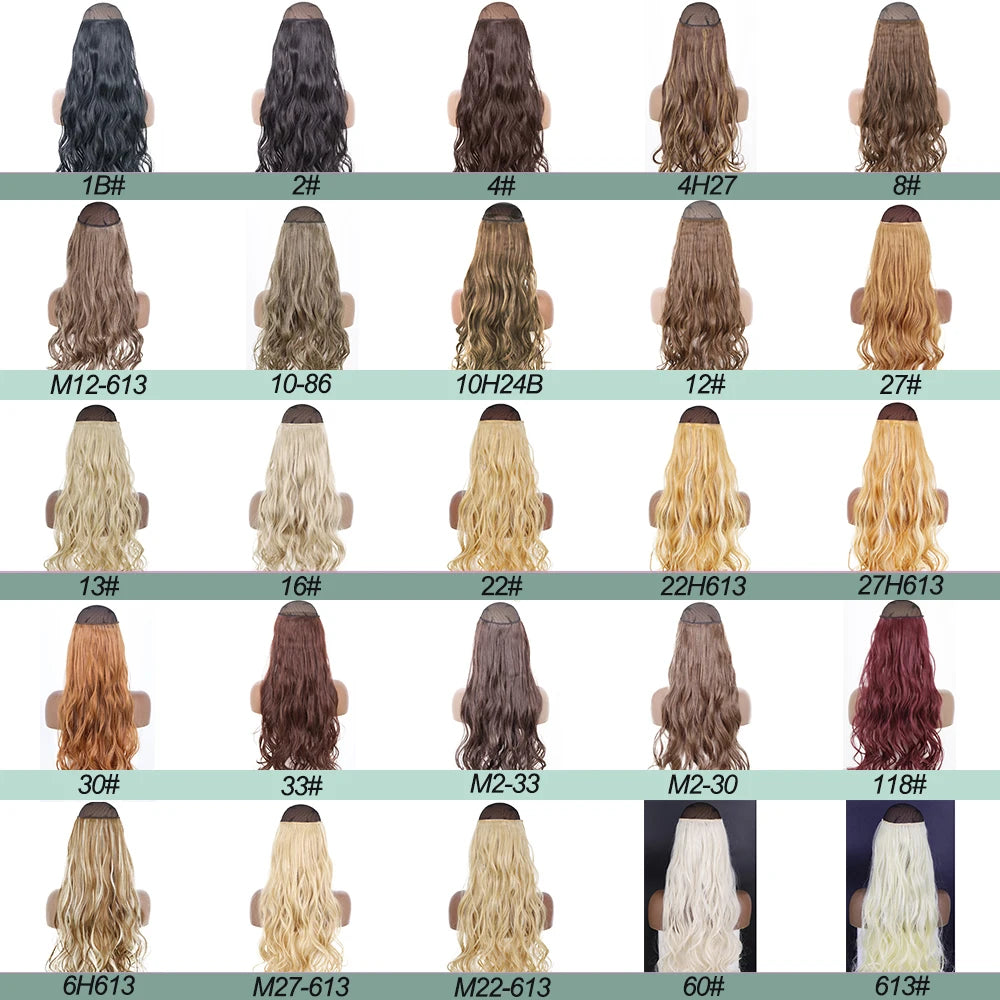 No Clips Natural Hair Extension Synthatic Artificial Long Straight Hairpiece Blonde Black Mixed Color False Hair Piece For Women