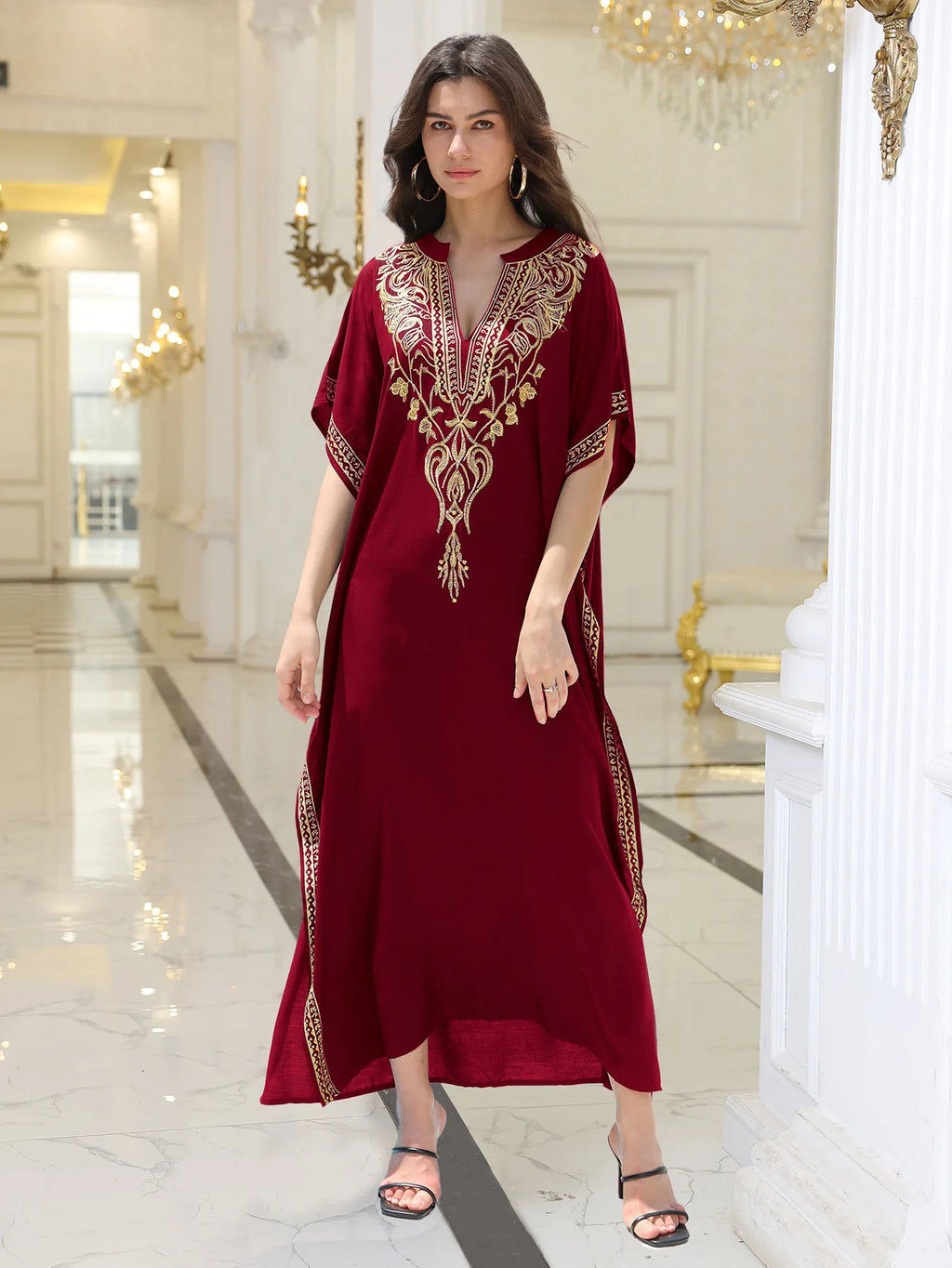 Boho Dress Women's Fashion Cotton Embroidered Beach Sun Protection Dresses For Women Loose Robe Bikini Swimsuit Outer Blouse