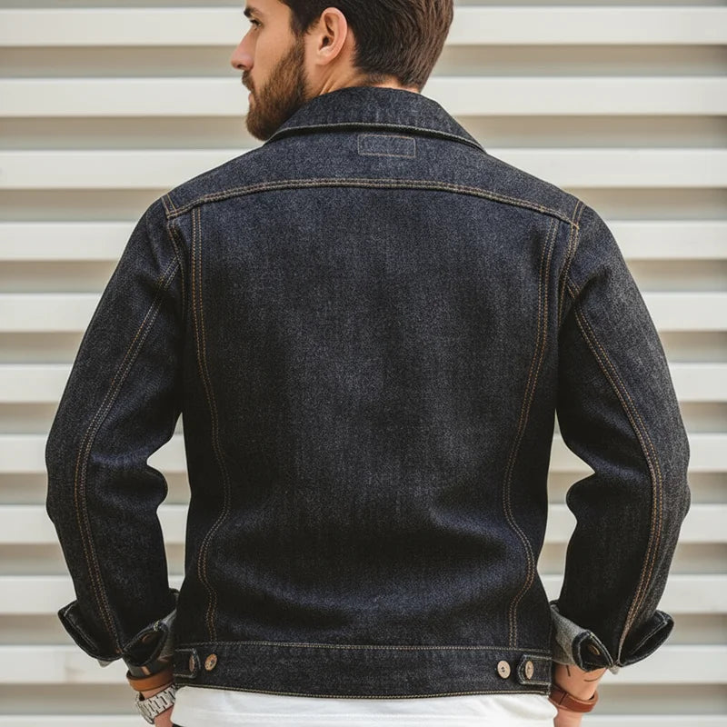 Veste Jean Homme Vintage MADEN – 14,8 oz Slim 100% Coton Printemps Automne