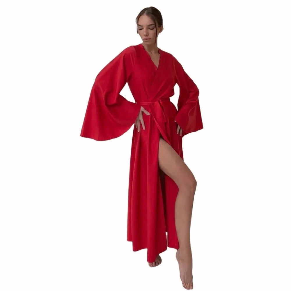 Robe longue femme d’hiver – Ceinture et manches longues