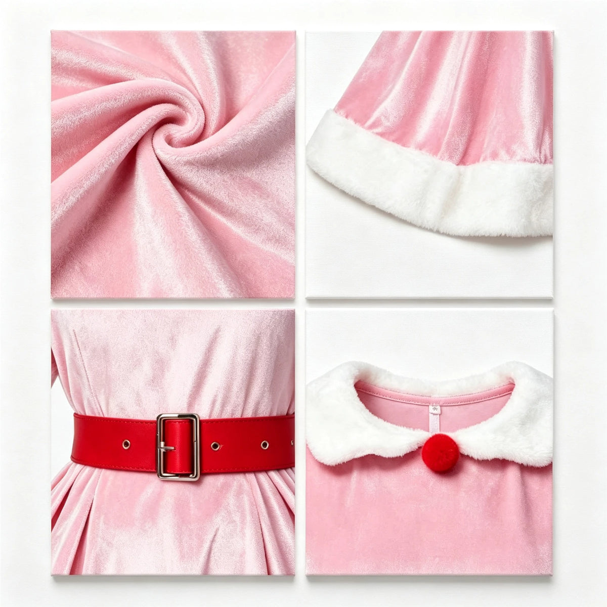 Women Christmas Elf Costume Velvet Elf Dress with Hat Belt Striped Sleeves Socks Elf Xmas Holiday Dress Outfit for Christmas