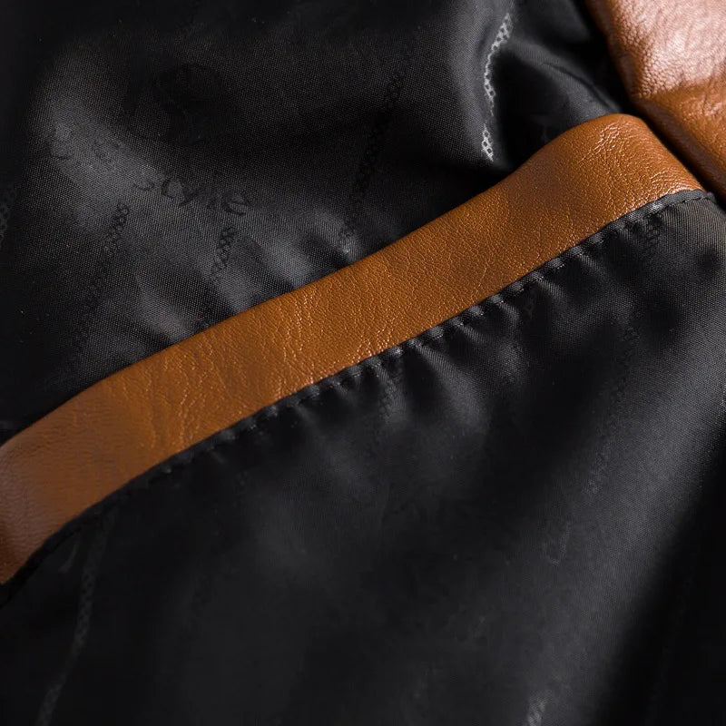 Veste Cuir PU Homme – Casual Chaud Slim Printemps Automne Jusqu’à 5XL