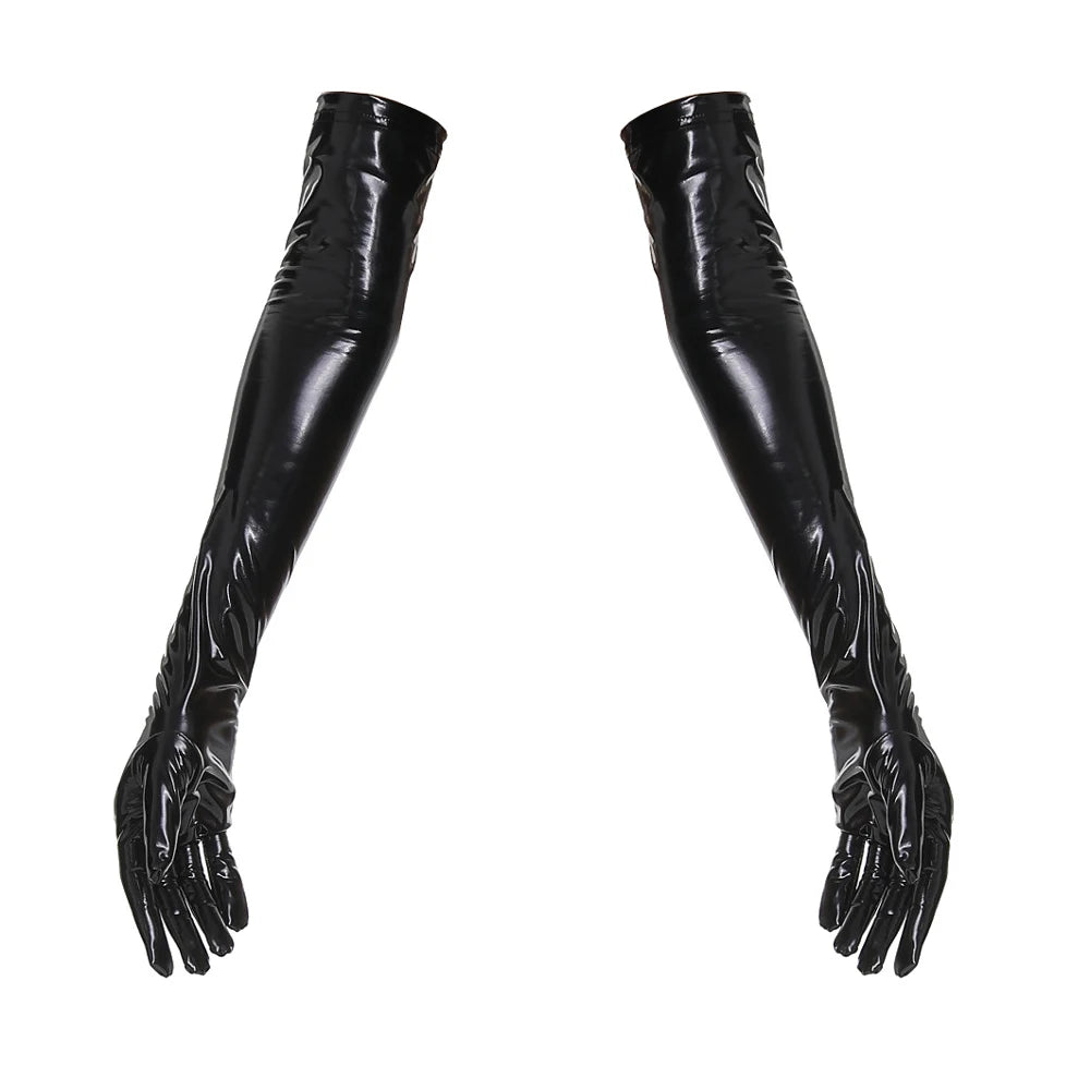 Sleeveless V-neck Wet Look PVC Dress Shiny PU Leather Dresses Tights Package Hip Minifalda Vestido Clubwear Sundress Miniskirt