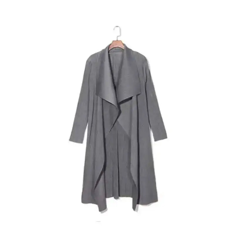 Trench-Coat Femme Plissé LANMREM – Col Revers Ample Cardigan Printemps Été 2025