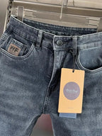Thick Jeans Men's Slim Fit Spring Autumn Winter Casual Long Pants