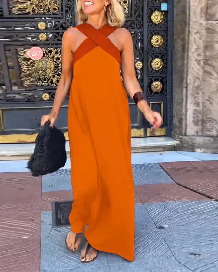 Summer Fashion Dresses For Women Sleeveless Solid Color Square-neck Casual Simple Elegant Suspender Loose Long Dresses 2025 New