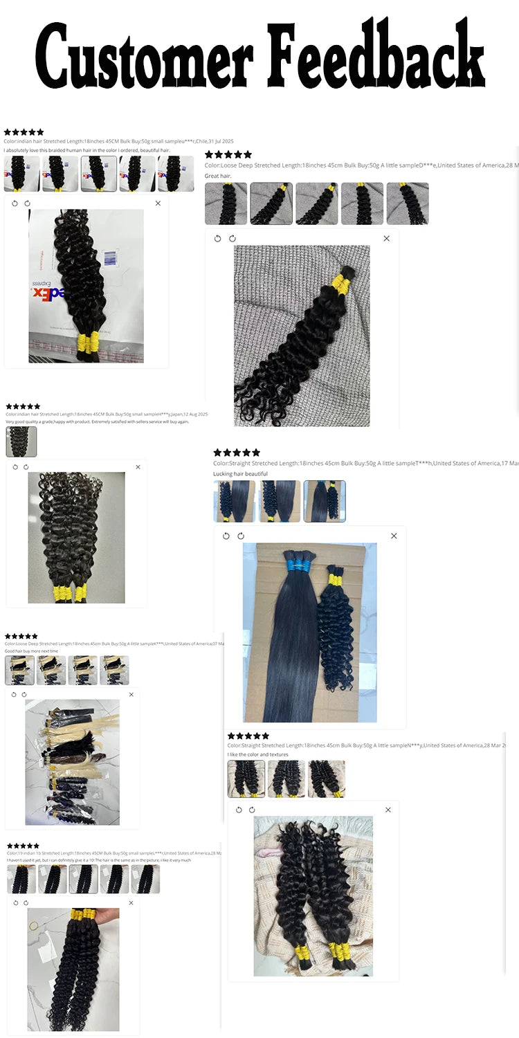 Perruque Cheveux Indiens Humain 100% Bulk Deep Loose Wave Curly Bundles Human Hair Bulk For Braiding Hair Human Hair Extensions