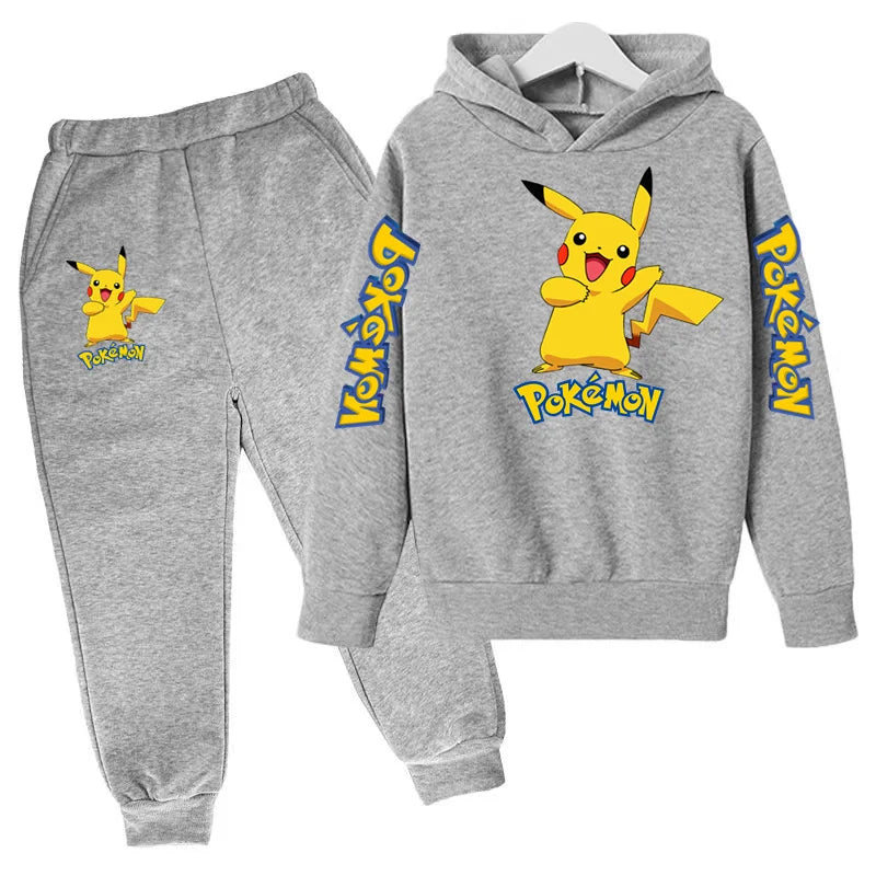 New Children's Sports Outfit Set-Hooded Jacket+long Pants with Cartoon Patterns Casual Loose Fit Suitable Boys Girls Aged3to13
