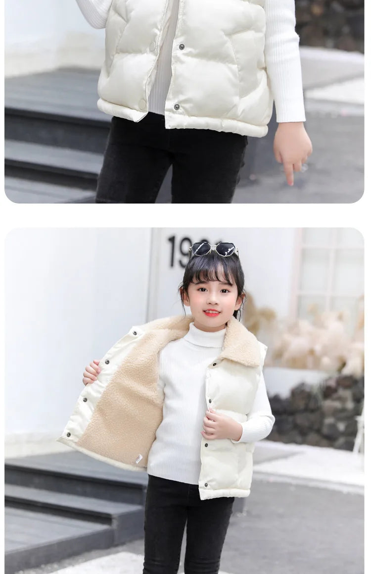 Gilet Sans Manches Enfant À Capuche – Imprimé Cartoon Chaud Automne Hiver 7-13 Ans