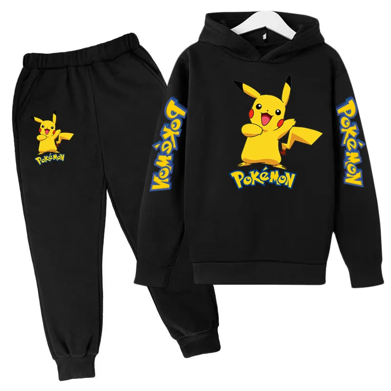 New Children's Sports Outfit Set-Hooded Jacket+long Pants with Cartoon Patterns Casual Loose Fit Suitable Boys Girls Aged3to13