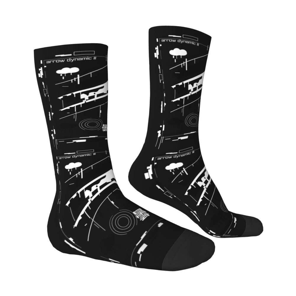 Techwear Men's Crew Socks Unisex Fun Japanese Future Tech Street Wear Style Spring Summer Autumn Winter Dress Socks